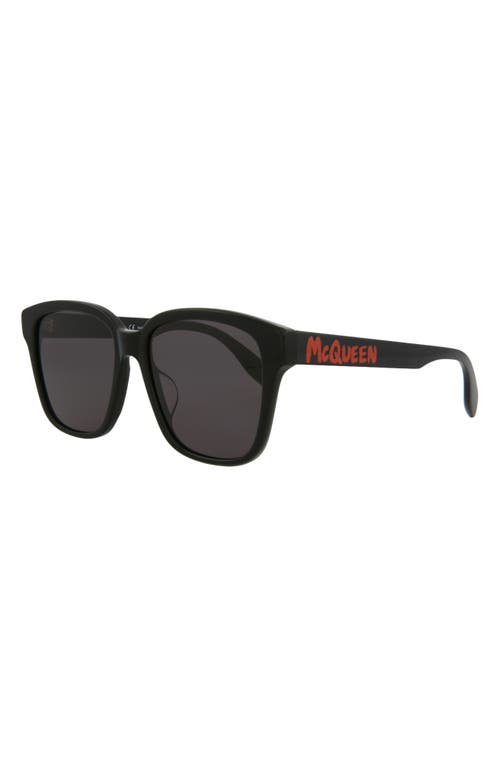 Alexander Mcqueen Mcqueen 56mm Square Sunglasses In Black Black Grey