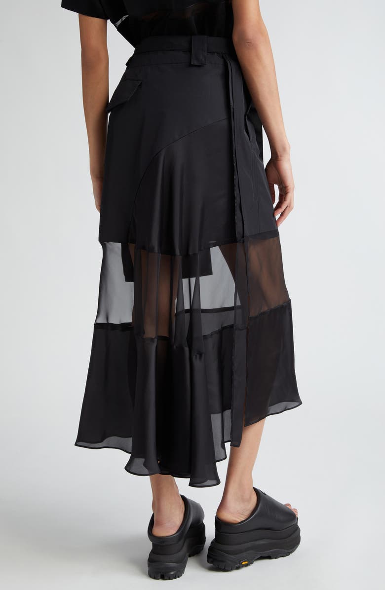 Sacai Mixed Media Belted Cargo Skirt, Alternate, color, 