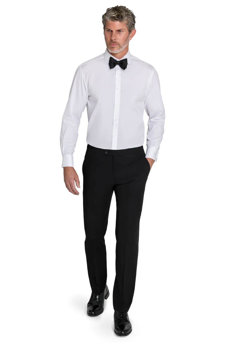 Slim Fit Piqué Tuxedo Shirt, Alternate, color, WHITE