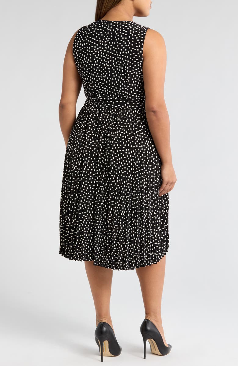 Anne Klein Polka Dot Pleat Skirt Midi Dress, Alternate, color, 