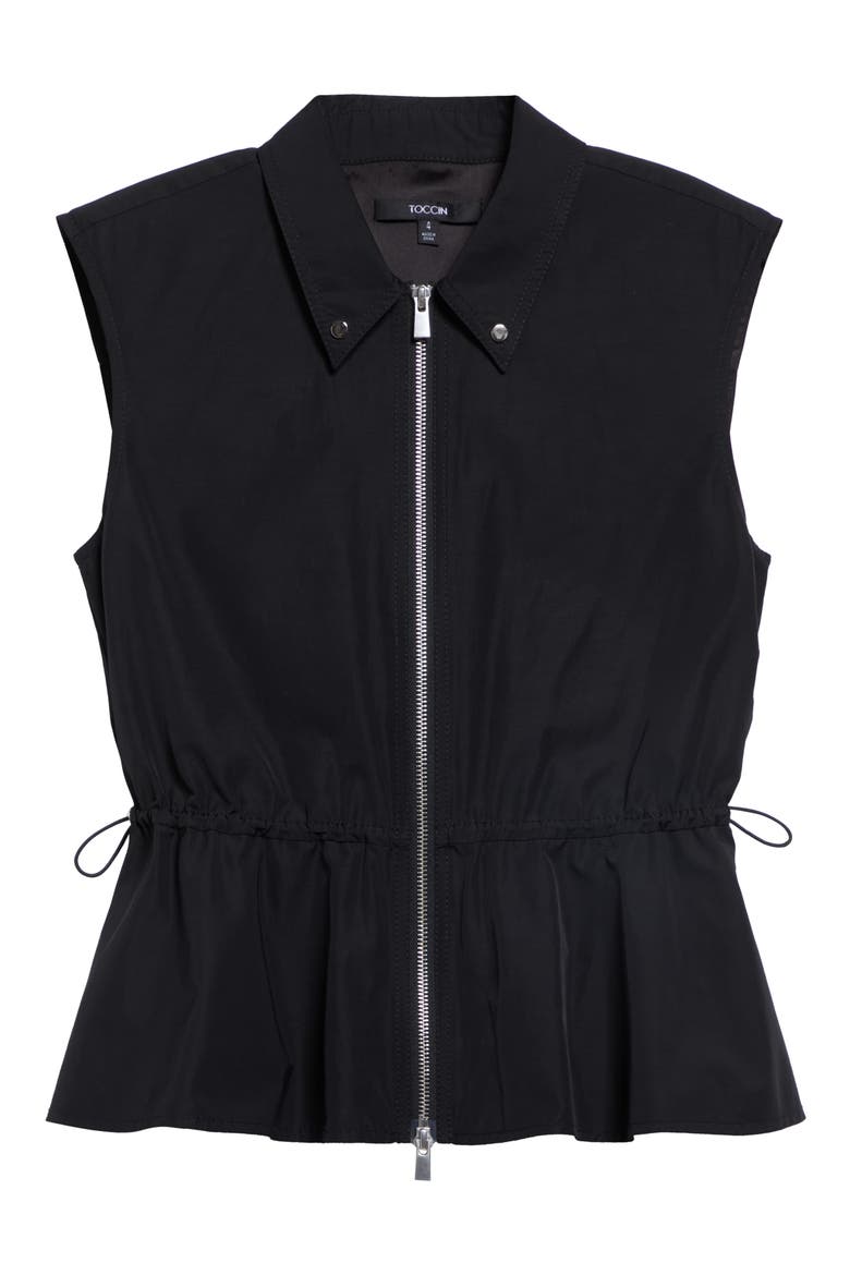Lyra Zip Front Sleeveless Top, Alternate, color, JET