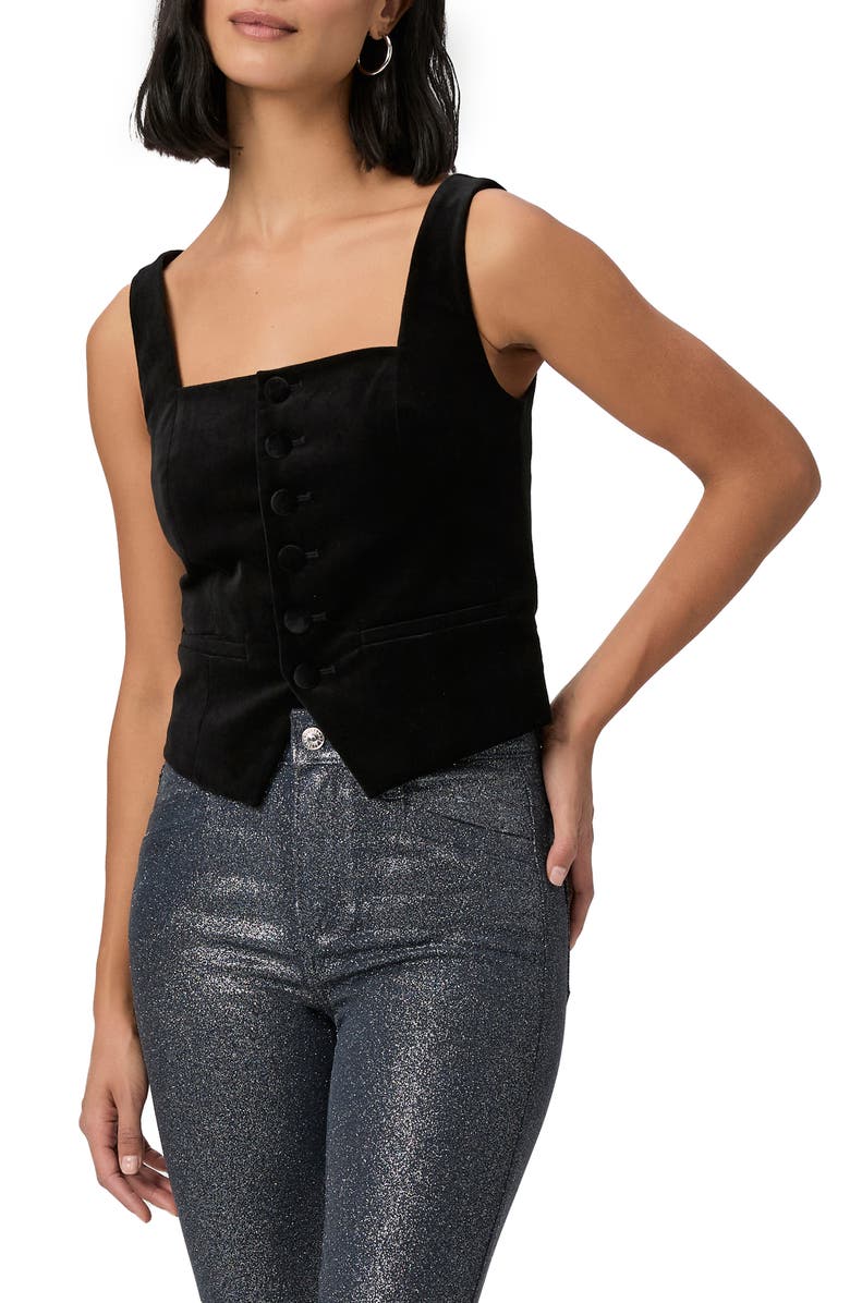 PAIGE Irene Button Front Top, Main, color, Black