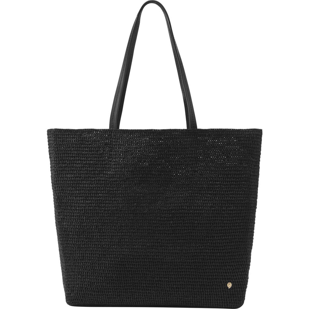 Helen Kaminski Matale Raffia Tote In Charcoal/black