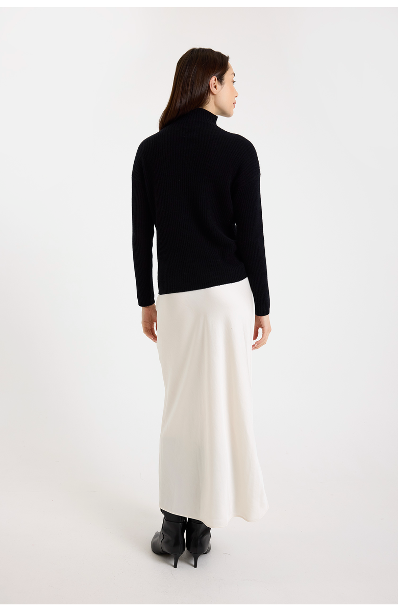 Brodie Pure Cashmere Rouched High Neck Long Sleeve Jumper, Alternate, color, Black