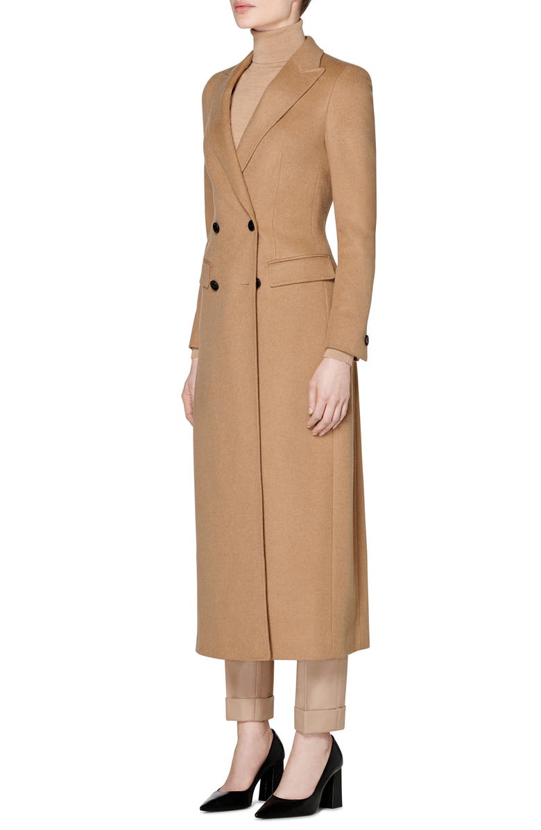 SUISTUDIO Anna Long Double Breasted Camel Hair Coat, Alternate, color,
