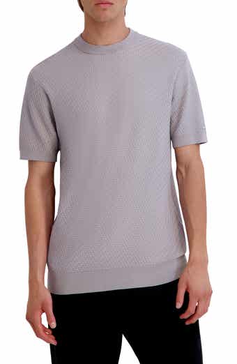 Short Sleeve Basketweave Crewneck Sweater