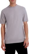 KARL LAGERFELD PARIS Short Sleeve Basketweave Crewneck Sweater