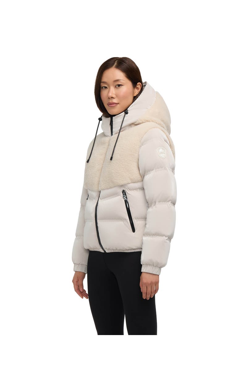 Pajar Nephele Mixed Media Short Puffer with Fixed Hood, Alternate, color, Champagne
