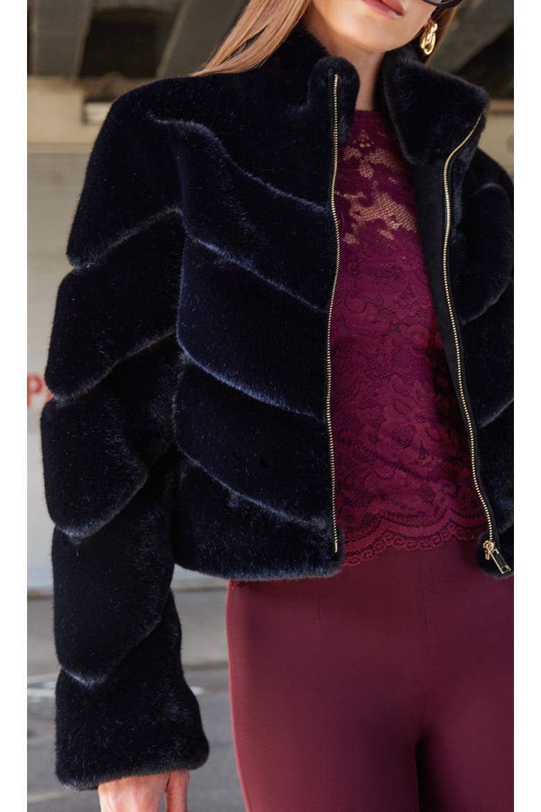 Brianna Faux Fur Jacket, Alternate, color, Black
