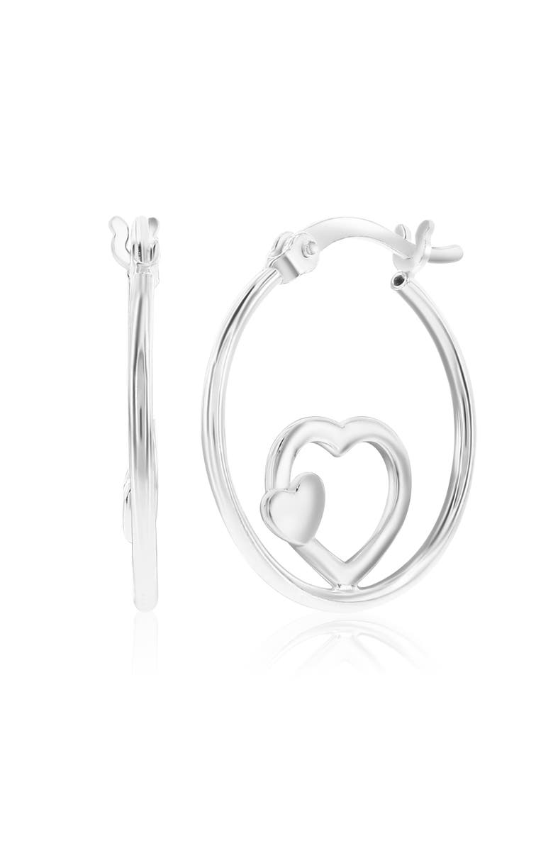Donatello Gian Sterling Silver Heart Hoops, Main, color, Silver