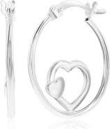 Donatello Gian Sterling Silver Heart Hoops
