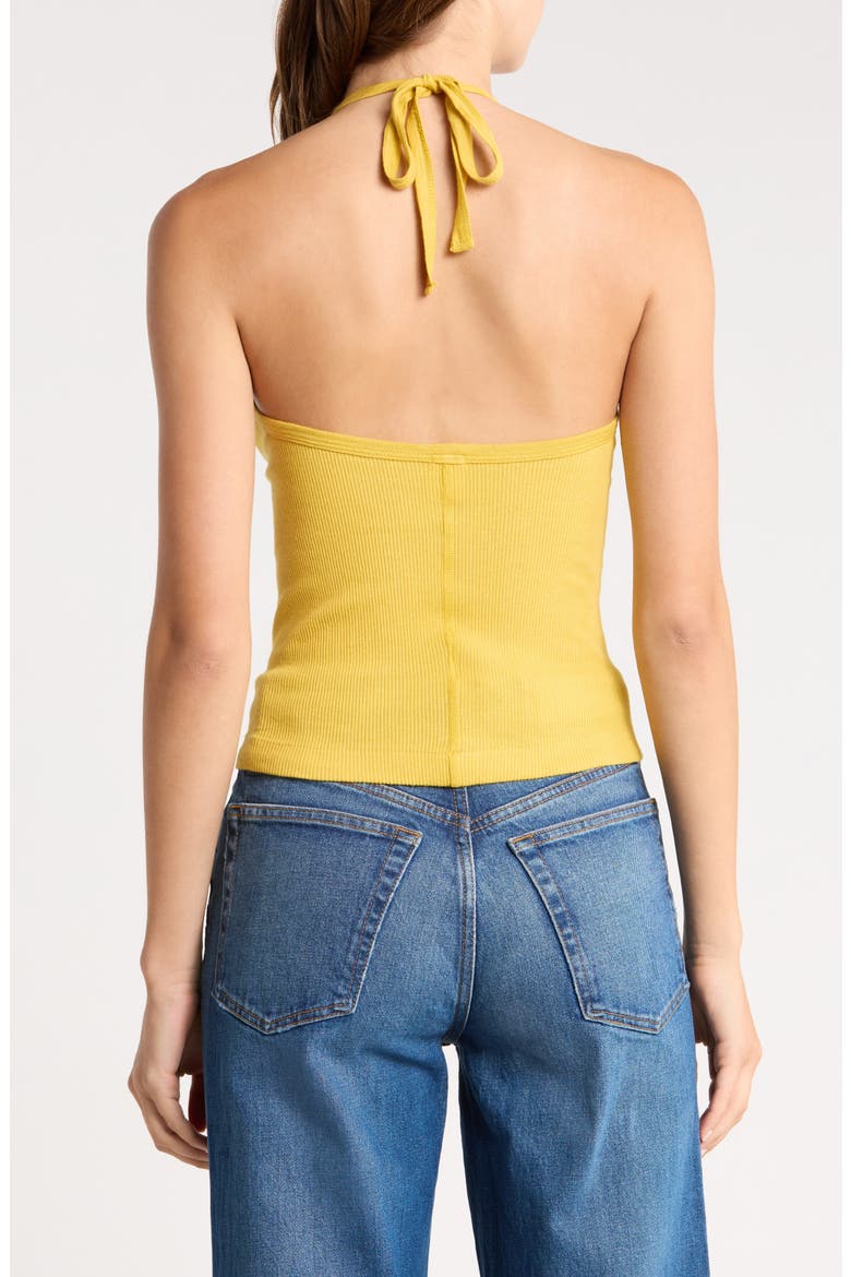 Sylvie Ribbed Halter Tank, Alternate, color, DANDELION