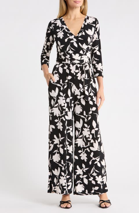 Three Quarter Sleeve Wide Leg Jumpsuit