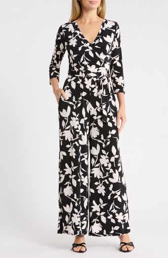 Three Quarter Sleeve Wide Leg Jumpsuit