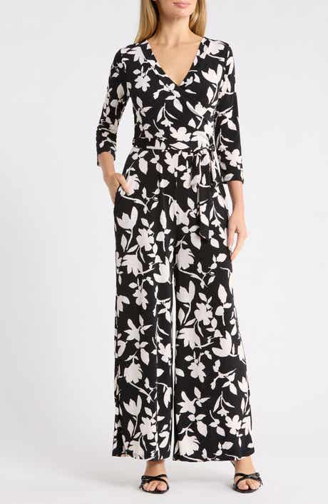 Three Quarter Sleeve Wide Leg Jumpsuit