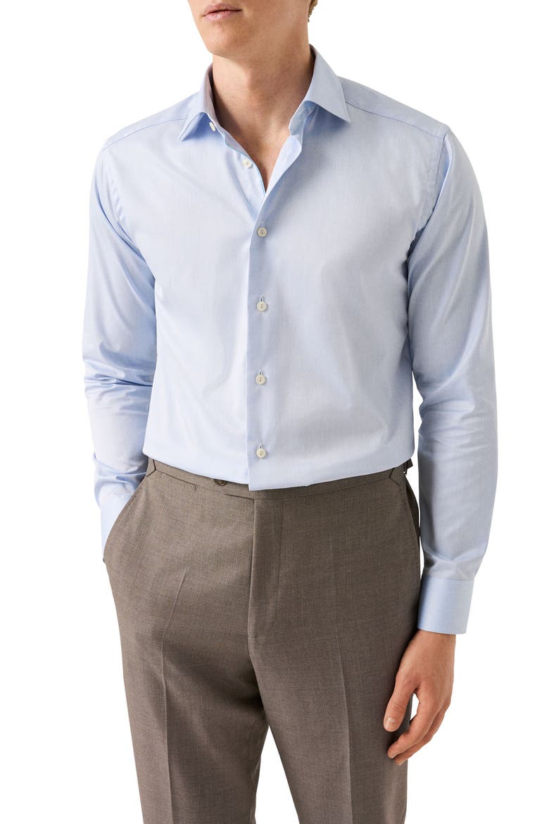 Contemporary Fit Solid Cotton Dress Shirt, Main, color, LIGHT BLUE
