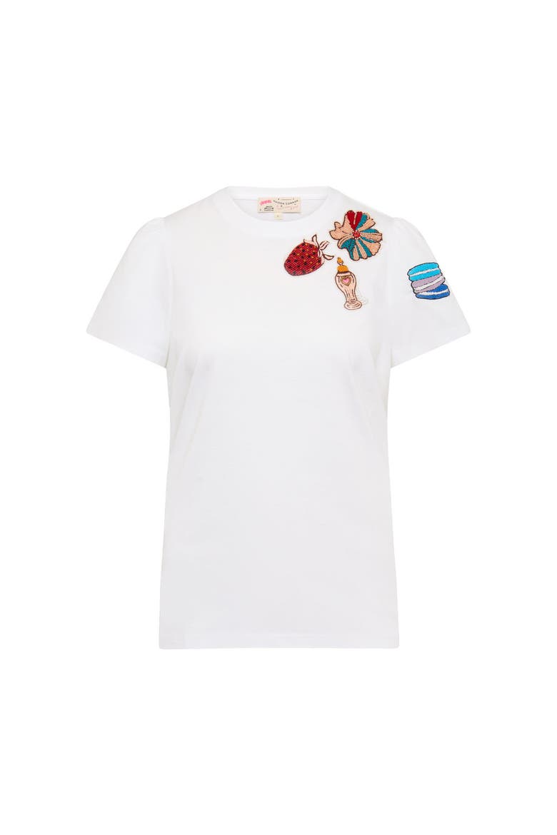 T-Shirt With Application, Main, color, White (Design 1)