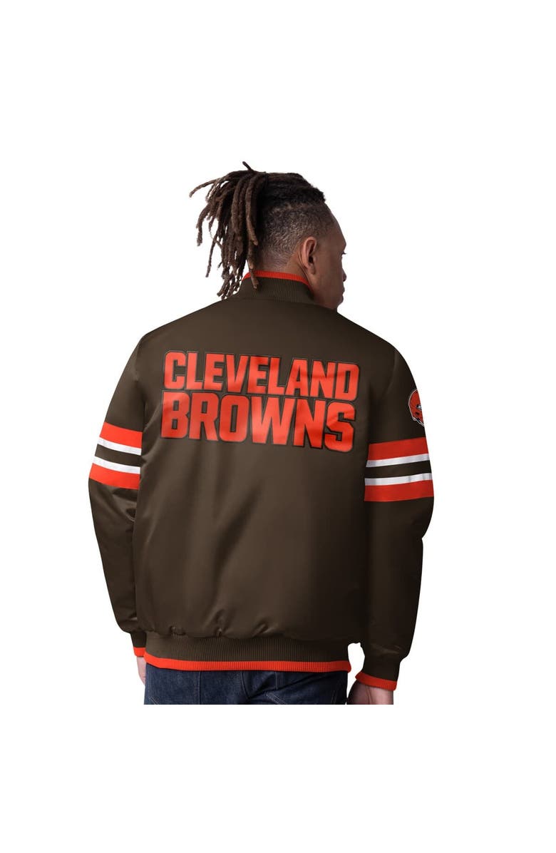 STARTER Men's Starter Brown Cleveland Browns Scout I Full-Snap Varsity Jacket, Alternate, color, Brown