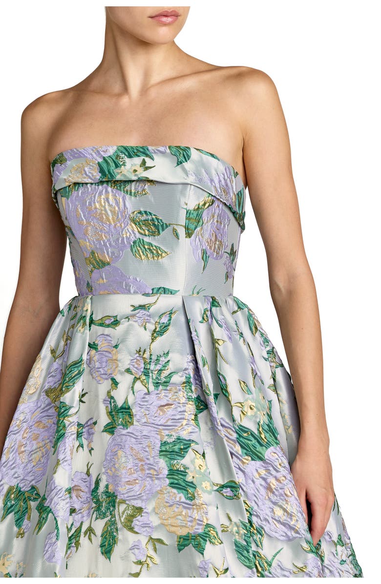 Mac Duggal Multicolor Floral Strapless Brocade Ballgown, Alternate, color, Lilac Multi