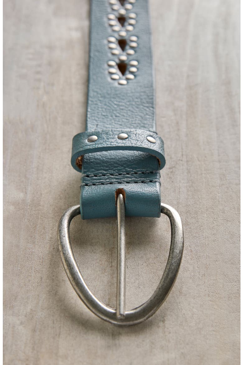 Preston Stud Leather Belt, Alternate, color, SEA SALT
