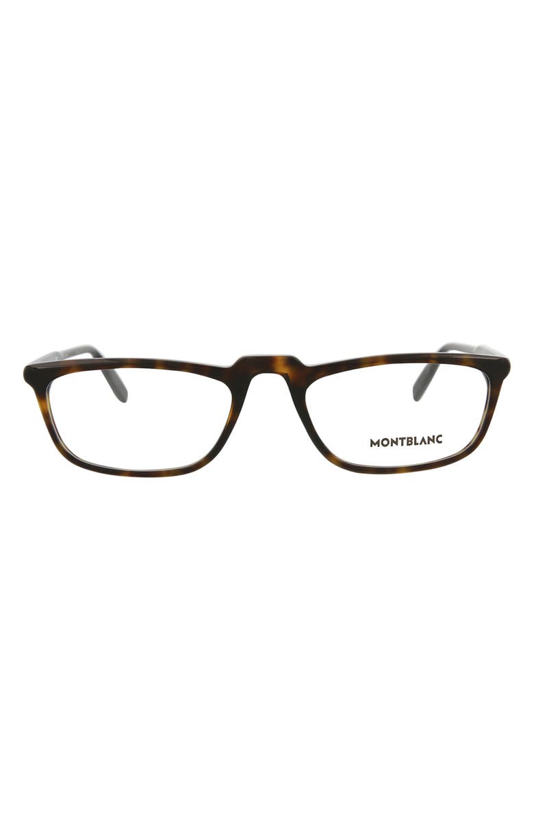 Montblanc 54mm Square Nose Bridge Optical Glasses, Main, color, Havana Havana Transparent