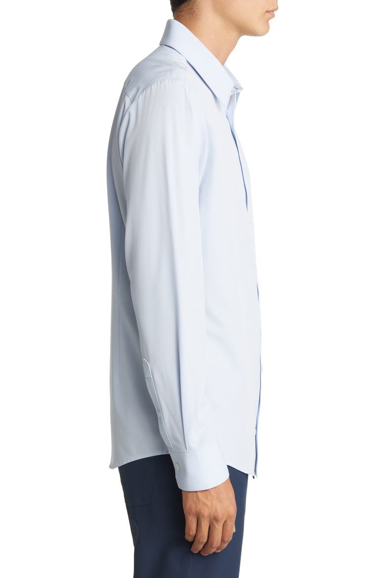 Men's Leeward Trim Fit Solid Performance Button-Up Shirt, Alternate, color, LIGHT BLUE SOLID