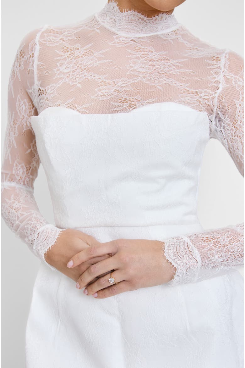 Lace Sleeve Cup Detail Mini Dress, Alternate, color, White
