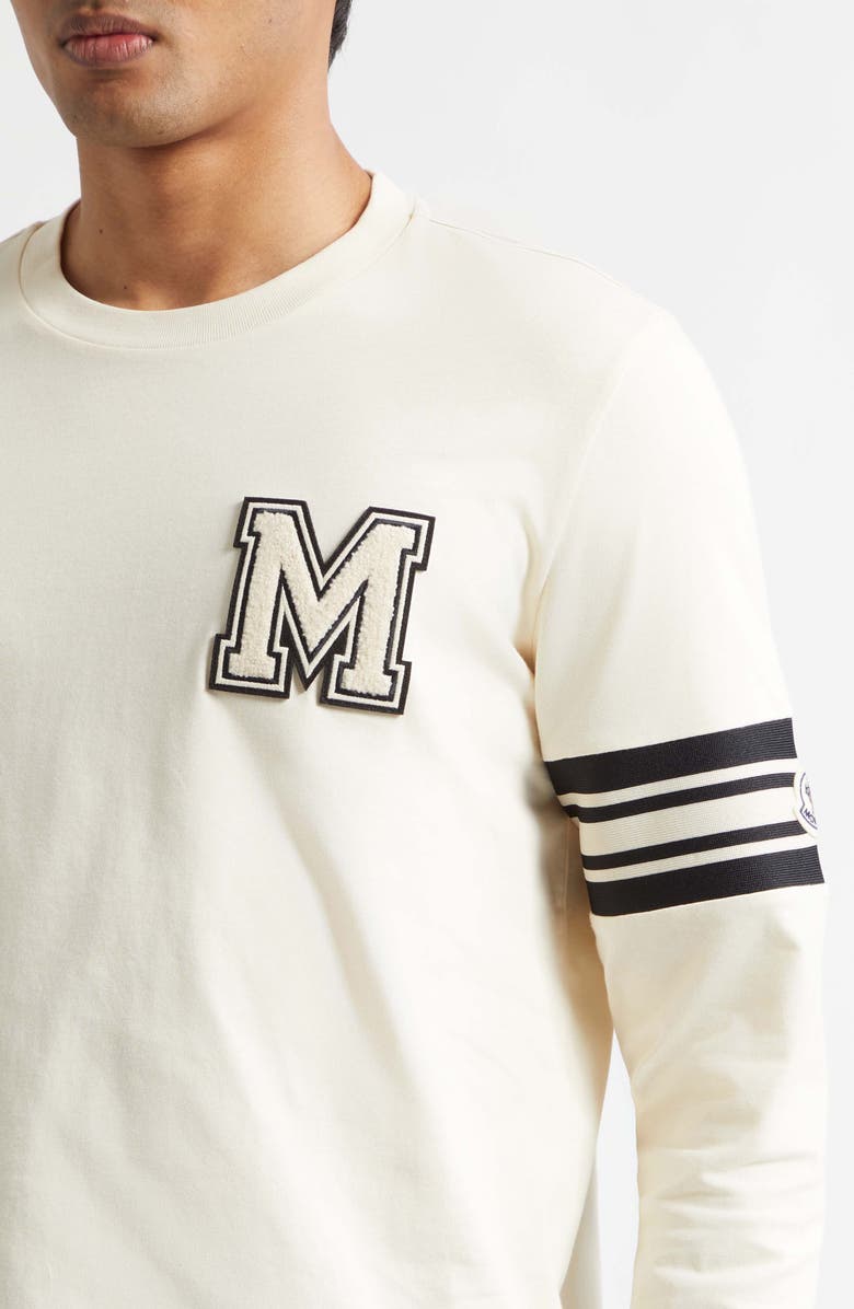 Moncler Logo Patch Long Sleeve T-Shirt, Alternate, color, Antique White