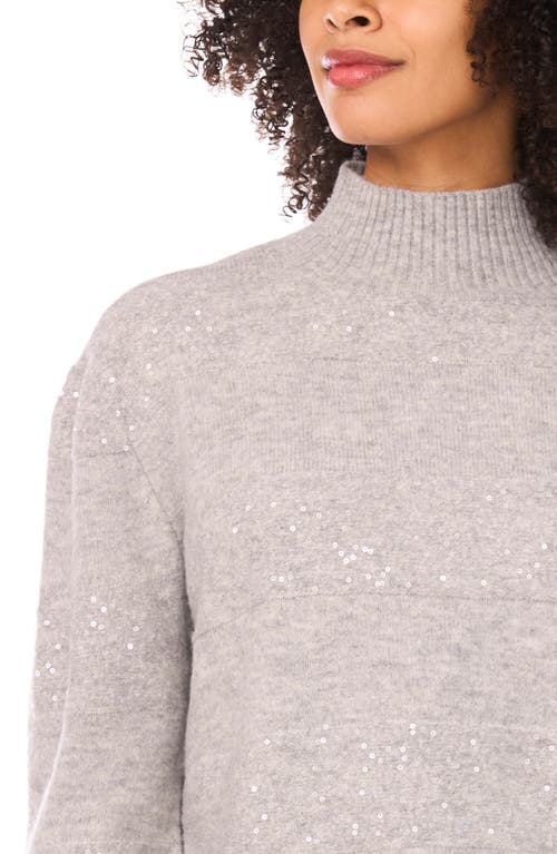 Halogen ® Mock Neck Sequin Stripe Sweater In Gray