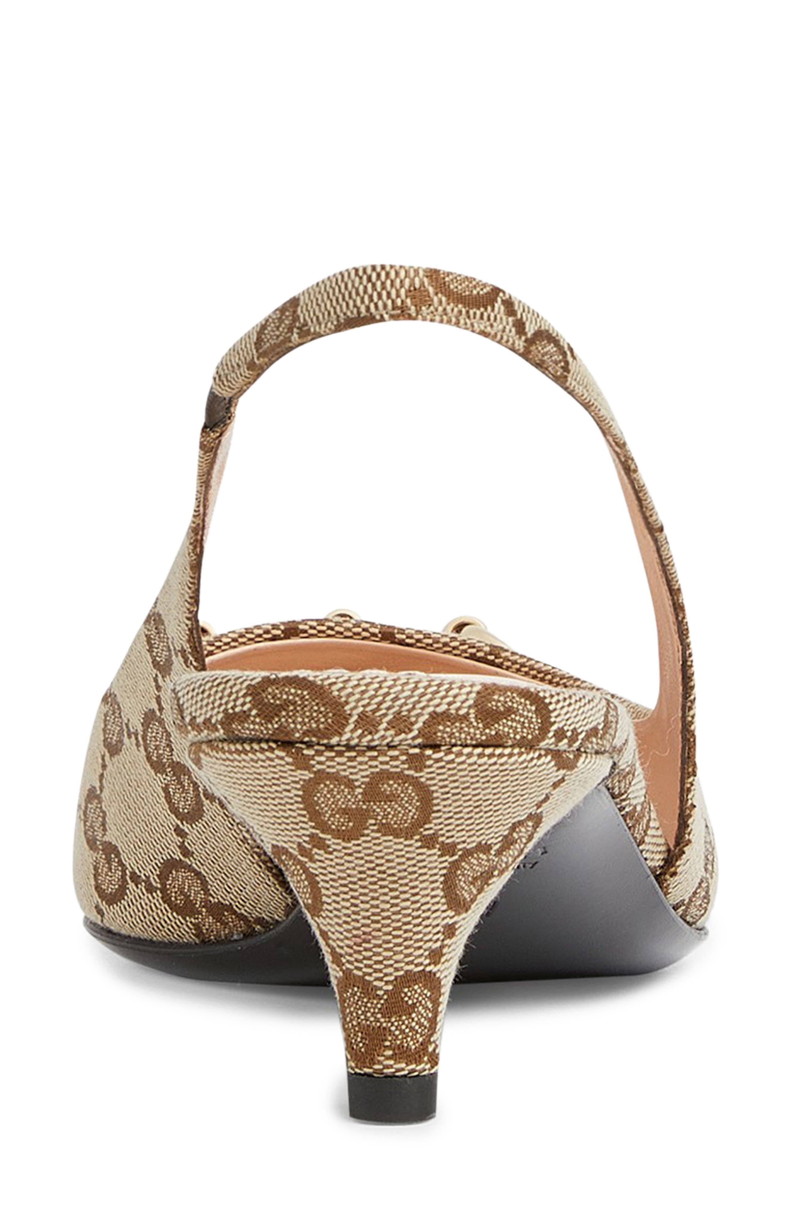 Gucci GG Supreme Canvas Kitten Heel Slingback Pump, Alternate, color, 9763 Beigeebony