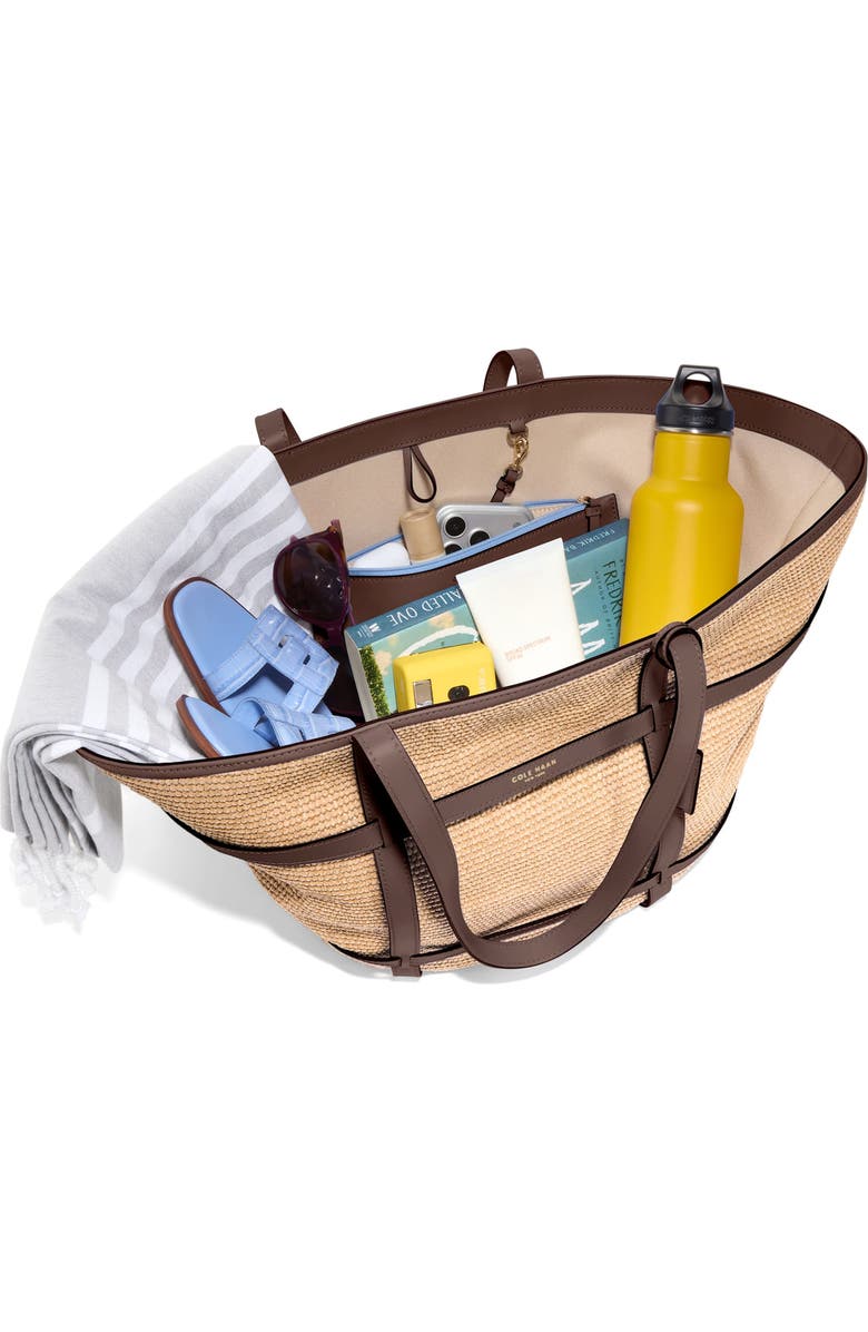 Cole Haan Key West Tote, Alternate, color, Natural Raffia/ Dark Chocolate