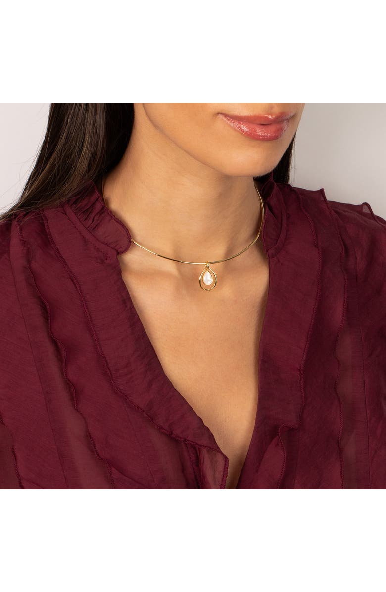 BY ADINA EDEN Mother of Pearl Open Teardrop Thin Wire Choker Necklace, Alternate, color, White