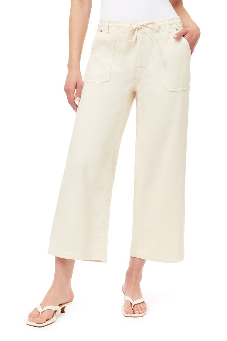 Drapey Easy Cropped Drawstring Pants, Main, color, ECRU