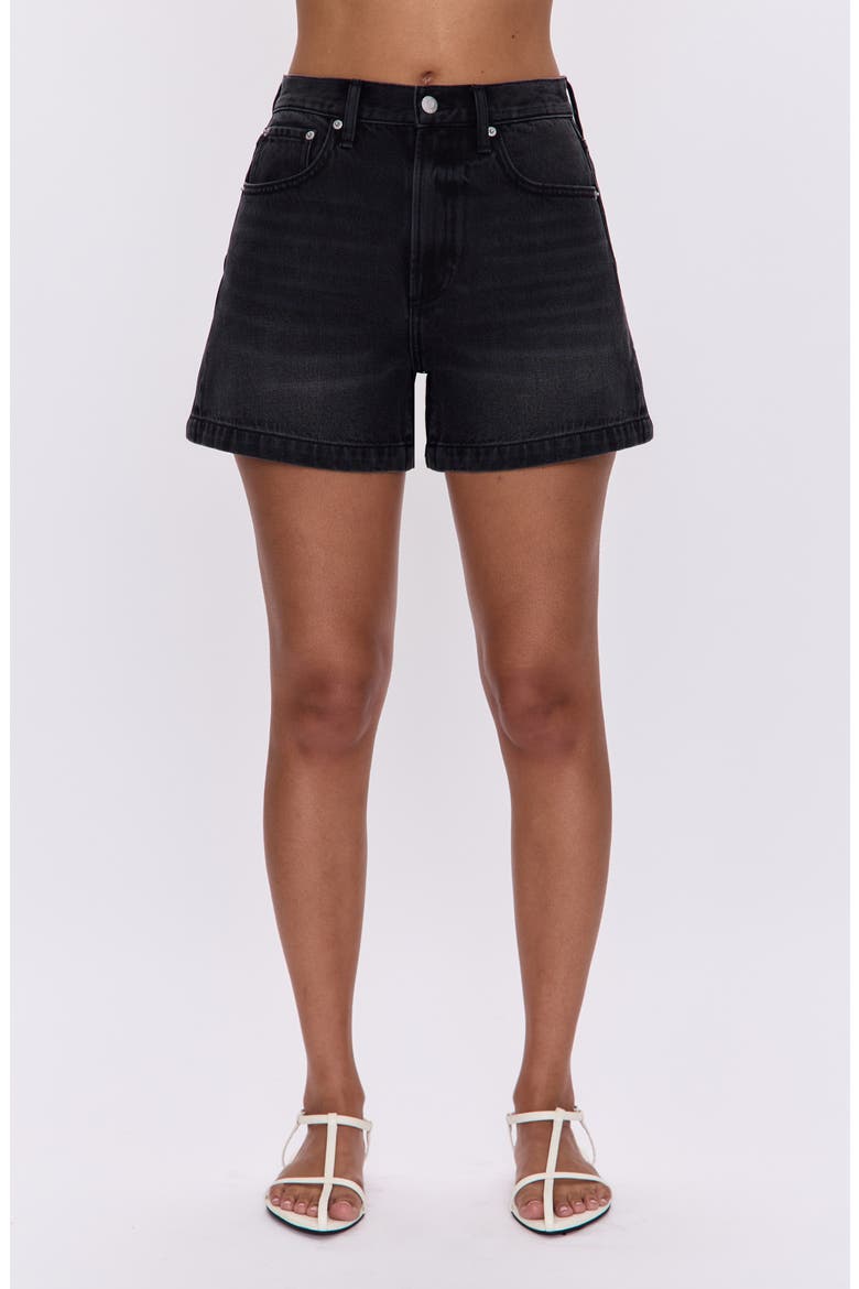 Saige High Waist Denim Shorts, Main, color, GLAMOUR