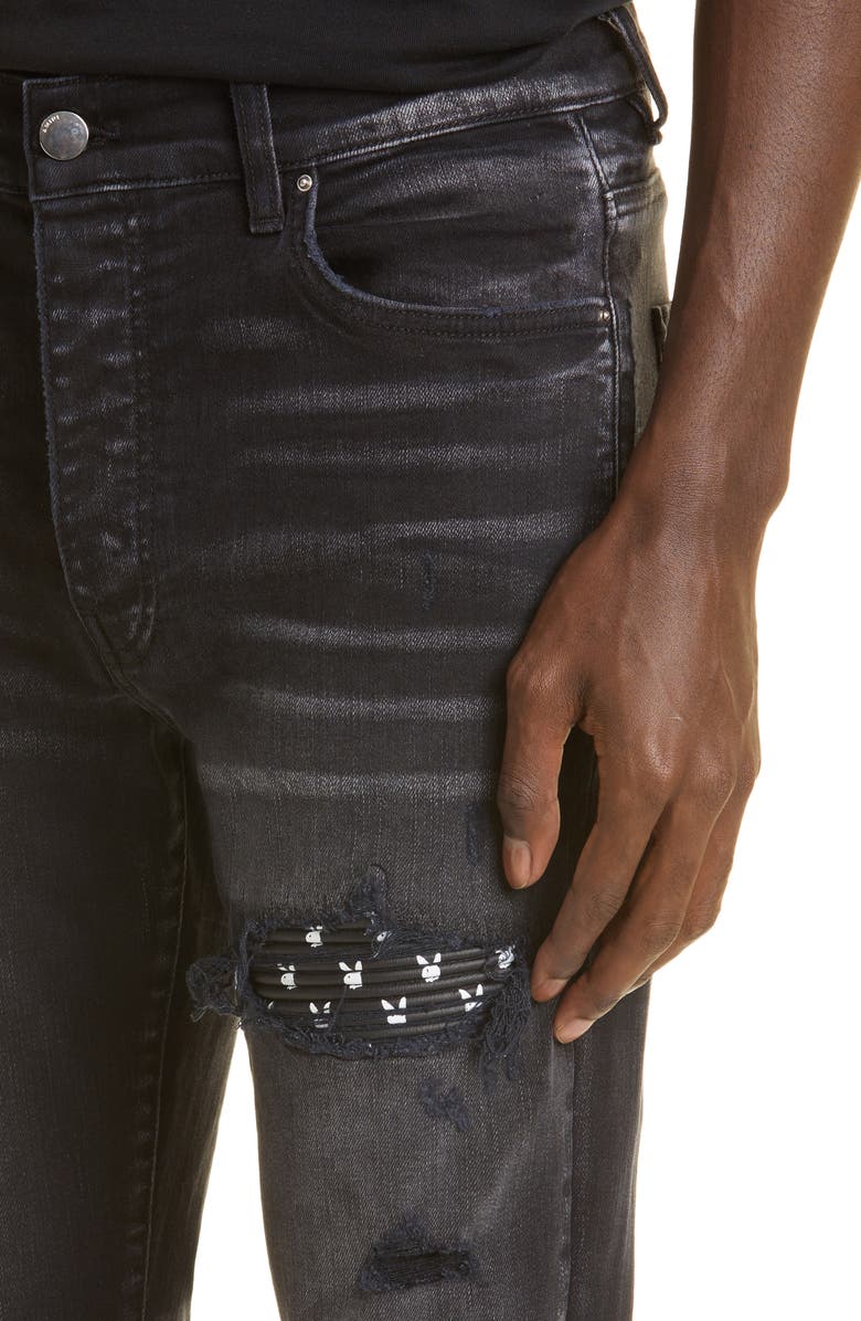 AMIRI MX1 Playboy Bunny Mended Jeans, Alternate, color, 