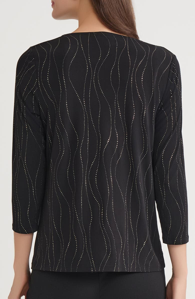 KASPER Rhinestone Keyhole Top, Alternate, color, Black/ Gold