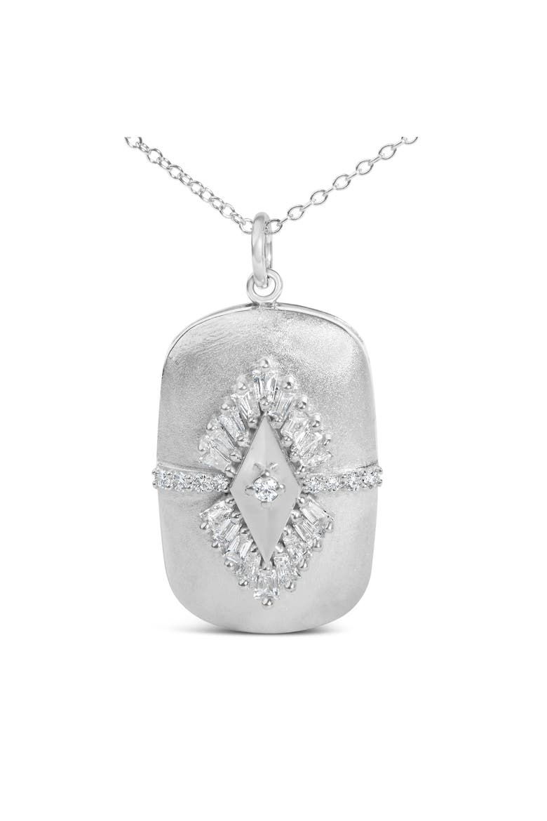 Sterling Silver 3/8 Cttw Diamond Puffed Medallion Design Pendant Necklace, Alternate, color, Silver