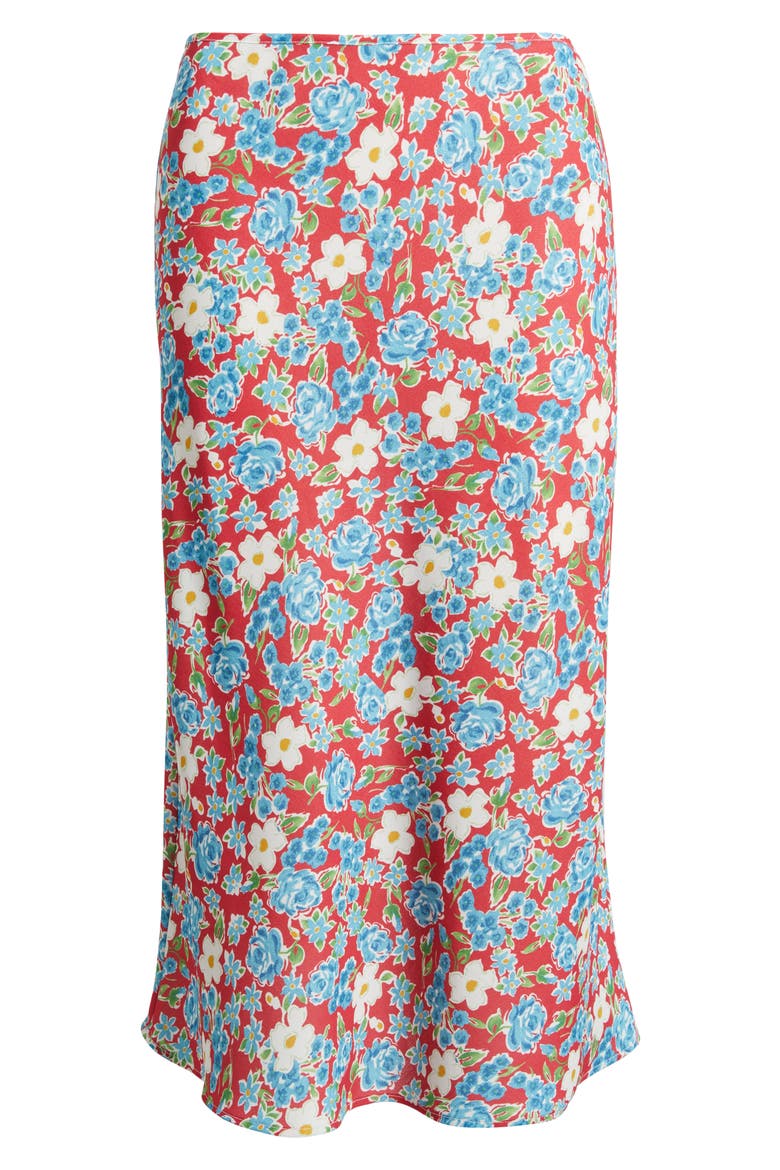 Floral Midi Skirt, Alternate, color, RED MULTI