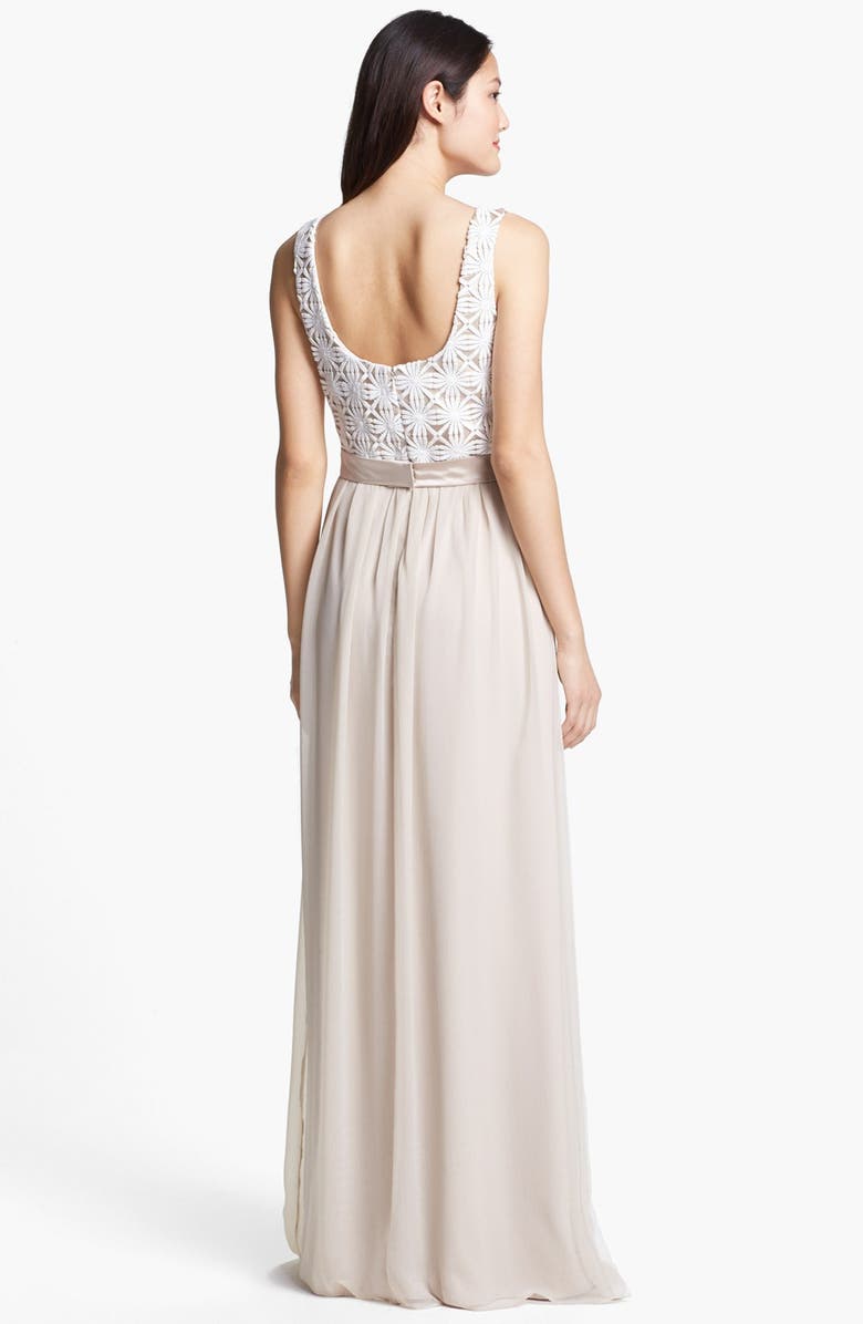 Lela Rose Bridesmaid Lace & Chiffon Dress, Alternate, color,