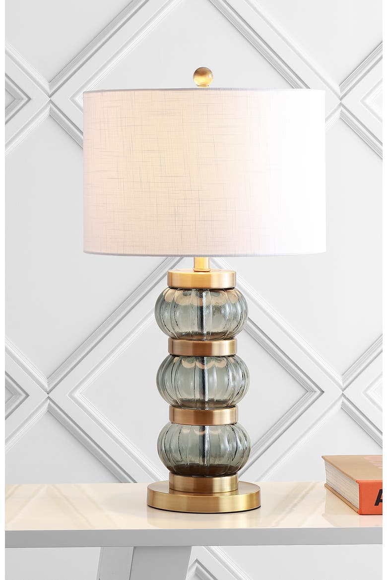 Linna 27.5" Glass/Metal Table Lamp, Smoked Gray/Brass Gold, Alternate, color, Smoked Gray/Brass Gold