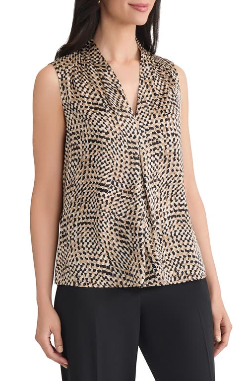 Kasper Pleated Gathered Shell Top In Metallic