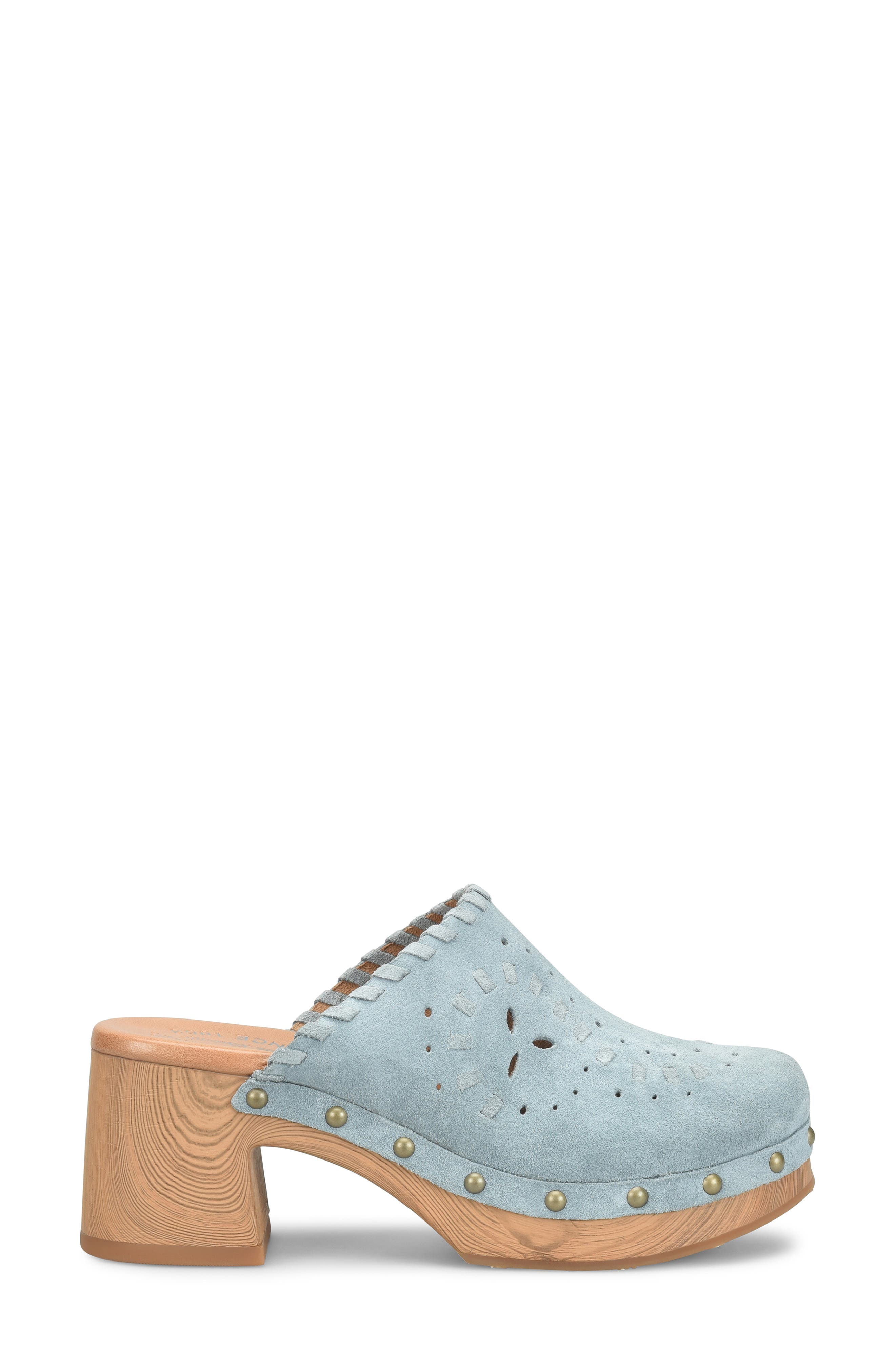 Tomika Perforated Clog, Alternate, color, LIGHT BLUE SUEDE