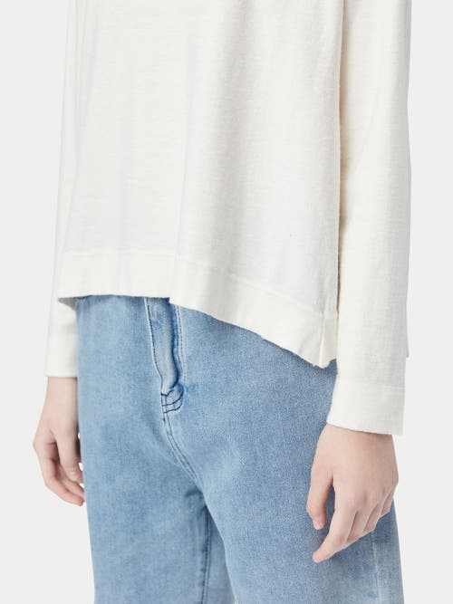 Gobi Mongolian Cashmere Boatneck Cotton Silk Cashmere Blend Sweater In White