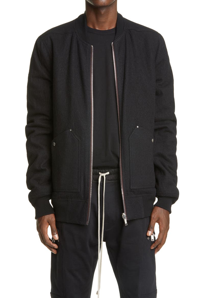 Reversible Cotton & Wool Bomber Jacket, Alternate, color, BLACK/ WHITE/ RUST