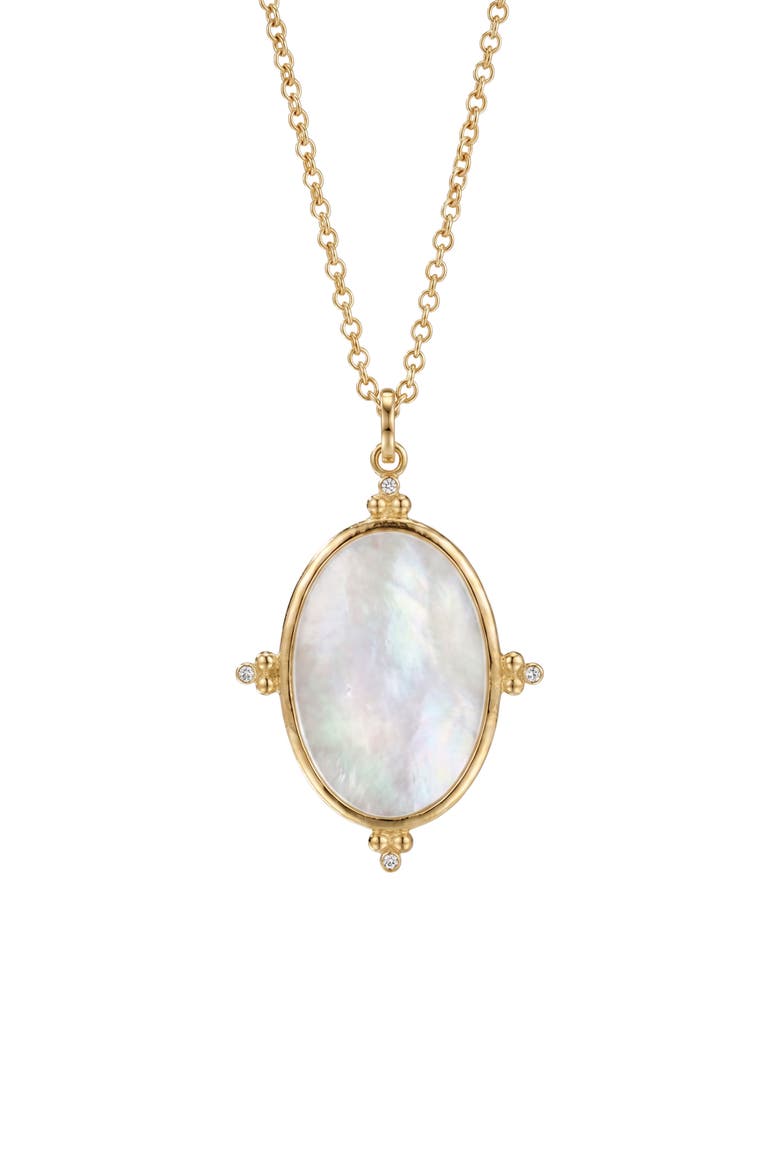 Mother of Pearl Oval Pendant Necklace, Main, color, GOLD