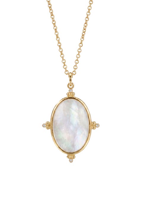 Mother of Pearl Oval Pendant Necklace