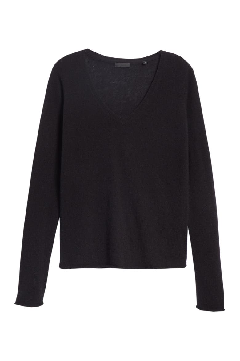 Cashmere V-Neck Sweater, Alternate, color, BLACK