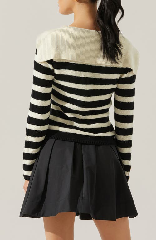 Astr The Label Analissa Stripe Collar Cardigan In Stripe Cream Black