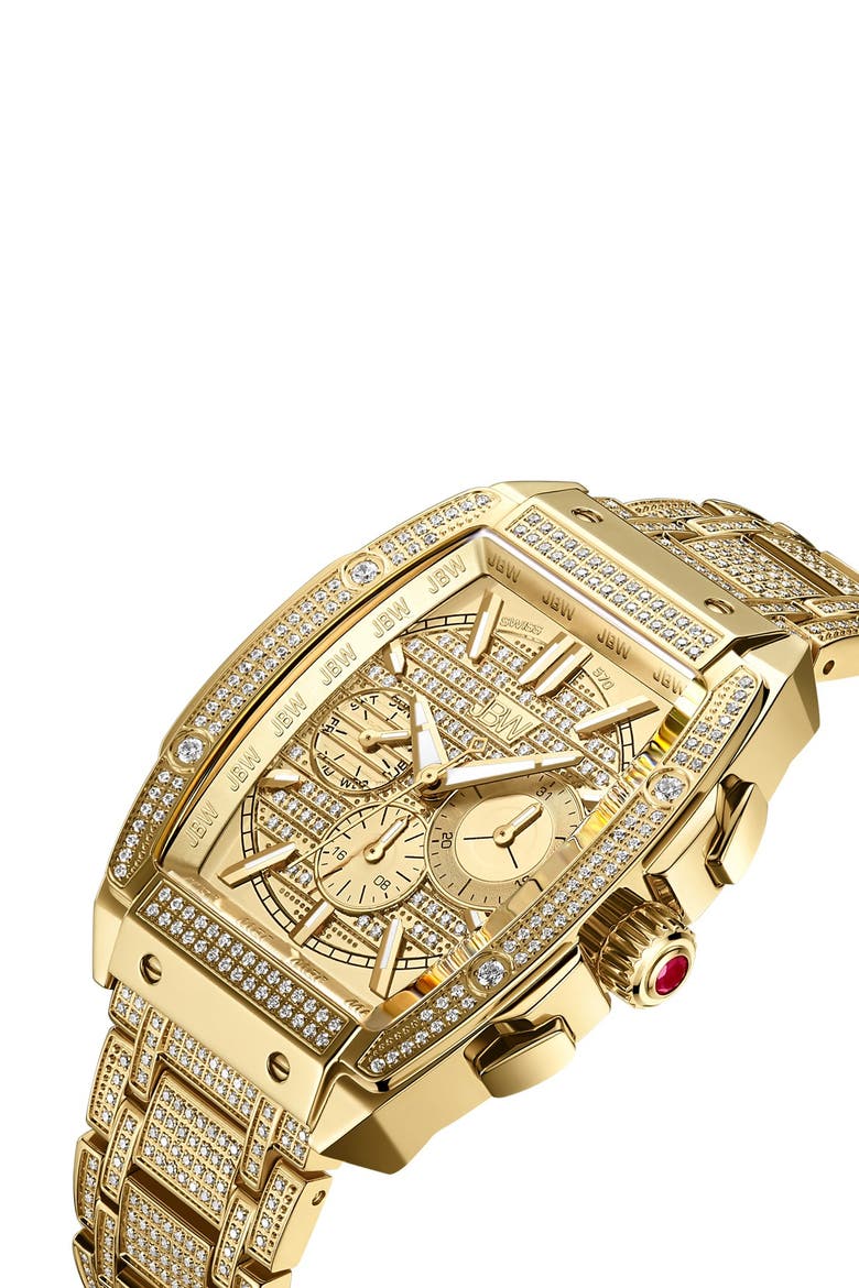 Echelon Platinum Series Pavé Diamond Multifunction Bracelet Watch, 41mm, Alternate, color, GOLD
