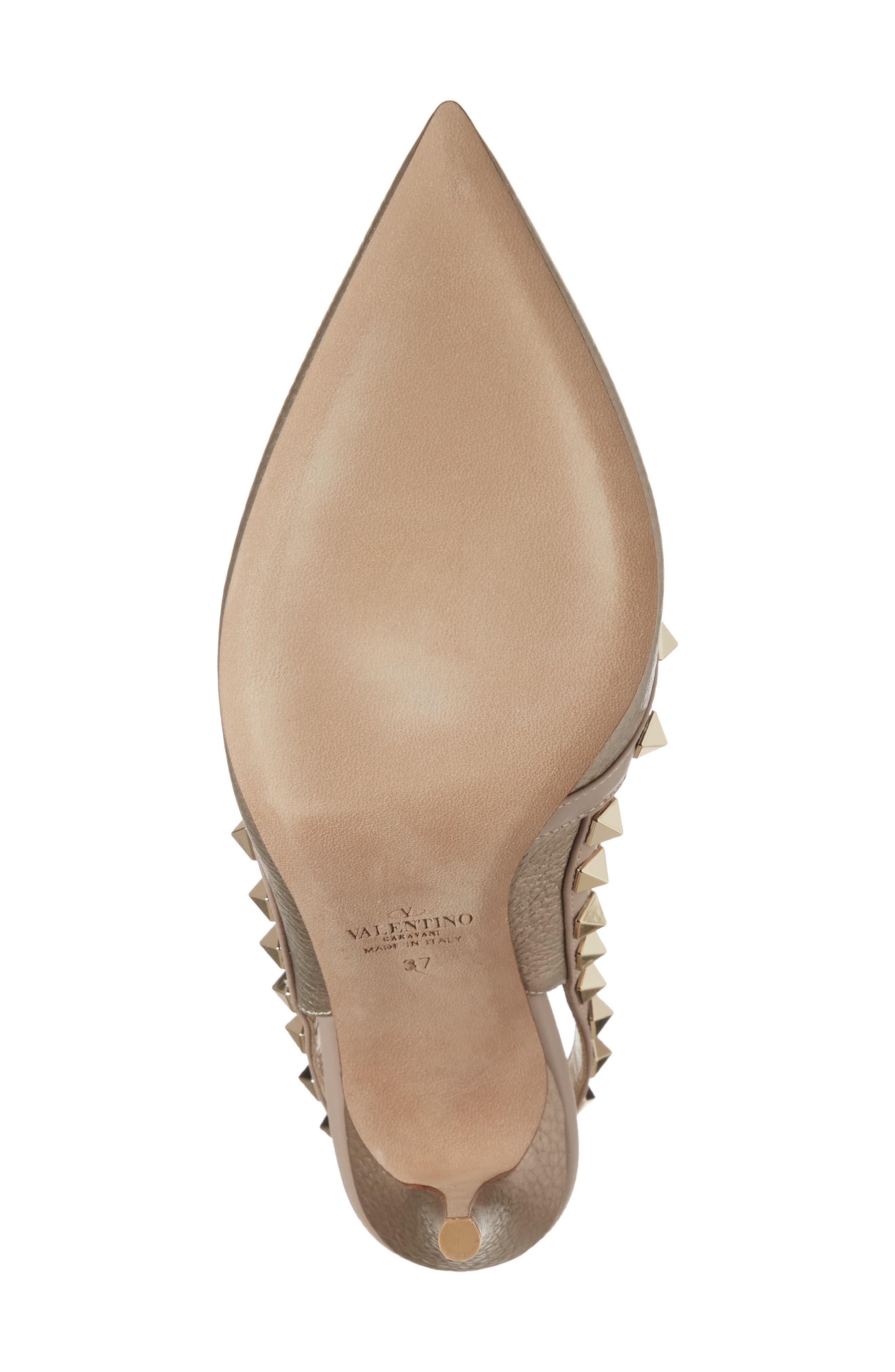 Rockstud Pointed Toe T-Strap Pump, Alternate, color, METALLIC GOLD